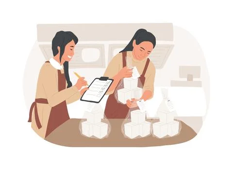 Restaurant preparing orders isolated cartoon vector illustrations. Ilustración de archivo