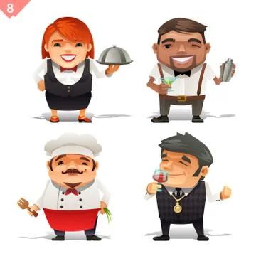 Restaurant professions set Stock Illustration
