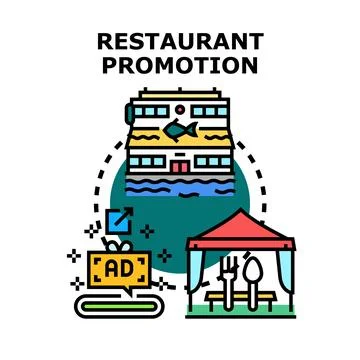 Restaurant promotion concept vector illustrating business marketing Stock Illustration