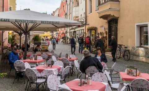 Restaurant in Rattenberg Stock Photos