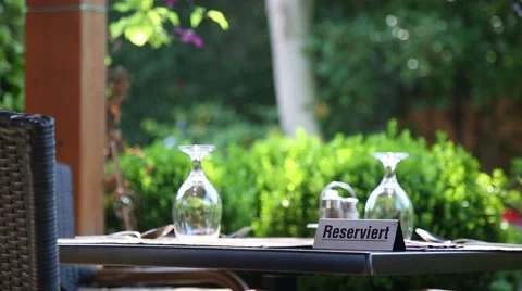 Restaurant reserved table close shot Stock Footage