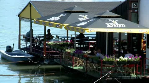 Restaurant on a river Stock Footage 11217006