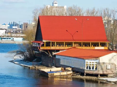 Restaurant on the river Stock Photos