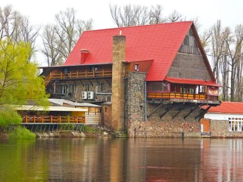 Restaurant on the river Stock Photos