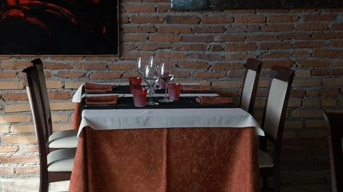 Restaurant room with wall paintings Stock Footage 86355384