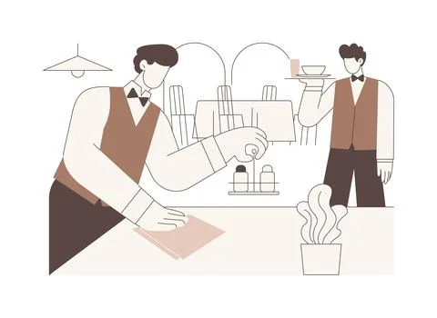 Restaurant routine isolated cartoon vector illustrations. Ilustración de archivo