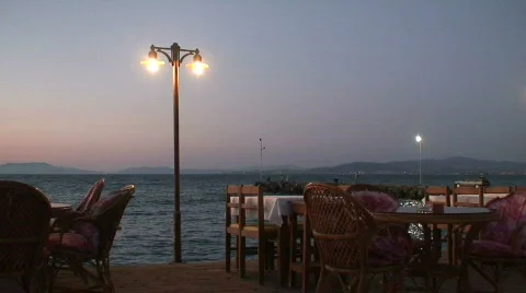 Restaurant by the sea Stock Footage 85422