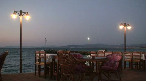 Restaurant by the sea Stock Footage 85423