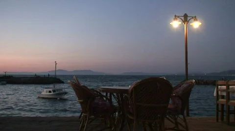 Restaurant by the sea Stock Footage 85424