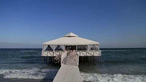 Restaurant on the sea Stock Footage 80079942