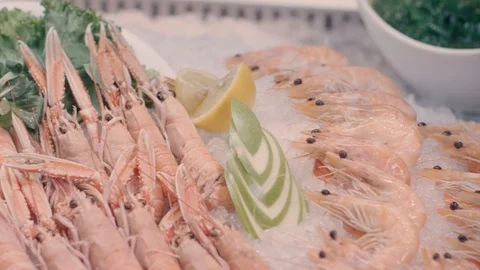 Restaurant Seafood Pan Close Stock Footage 96289400