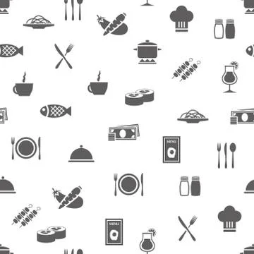 Restaurant seamless pattern Stock Illustration