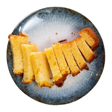Restaurant serves classic dessert - ceramic plate accommodates small piece of Stock Photos