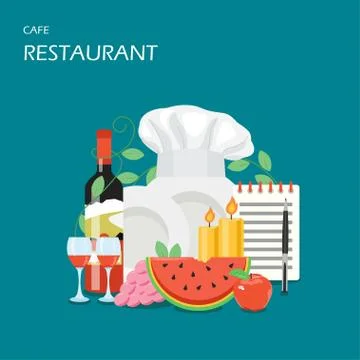 Restaurant services vector flat style design illustration Stock Illustration