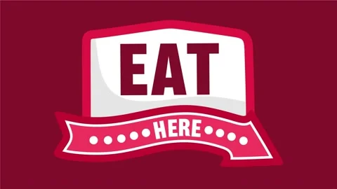 Restaurant sign to eat here Stock Footage 329947837