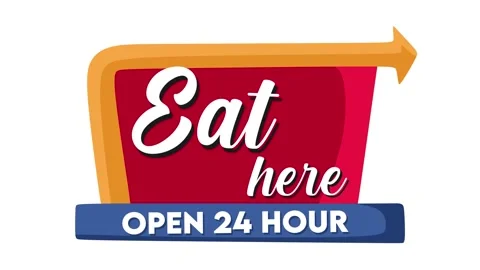 Restaurant sign open 24 hours Stock Footage 295590168