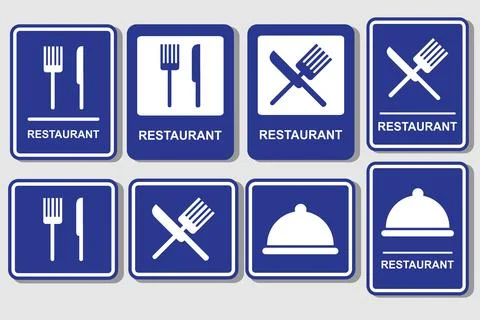 Restaurant Signage Elements Collection Public Information Stickers Stock Illustration
