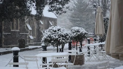 Restaurant in the snow Video stock 48429573