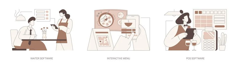 Restaurant software isolated cartoon vector illustrations se Illustrazione stock