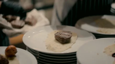 Restaurant staff at work. meal. Stock Footage 220128940