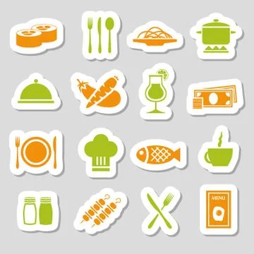Restaurant stickers Stock Illustration
