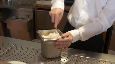 Restaurant stir ice in restaurant  Stock Footage 56750690
