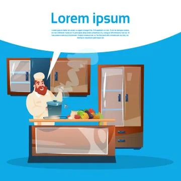Restaurant Stuff Chef Cook Service Cooking Food Kitchen Interior Stock Illustration