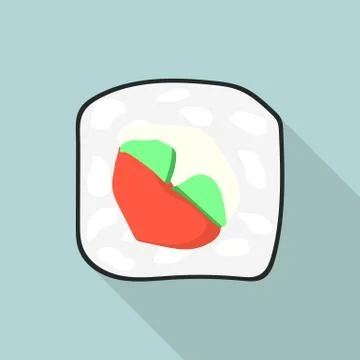 Restaurant sushi icon, flat style Stock Illustration