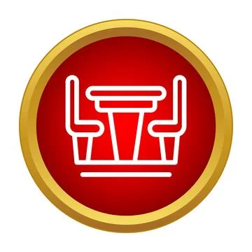 Restaurant table and chairs icon representing dining service Stock Illustration