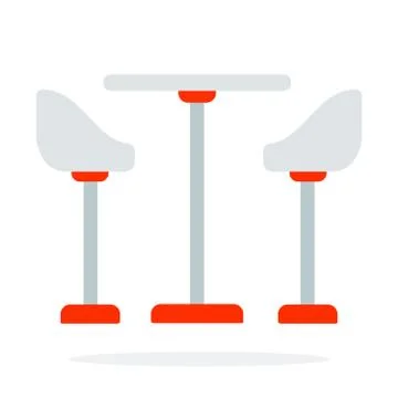 Restaurant table and chairs vector flat material design isolated object on white Illustrazione stock