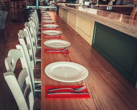 Restaurant with table and tableware Stock-Fotos