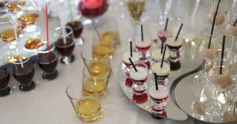Restaurant. Table. Buffet. Drinks. Stock Footage 51448206