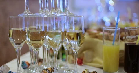 Restaurant. Table. Buffet. Drinks. Wine. Stock Footage 51448326