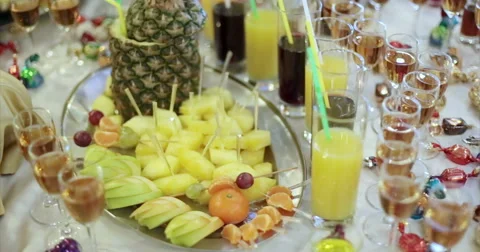 Restaurant. Table. Buffet. Fruits. Stock Footage 51448372