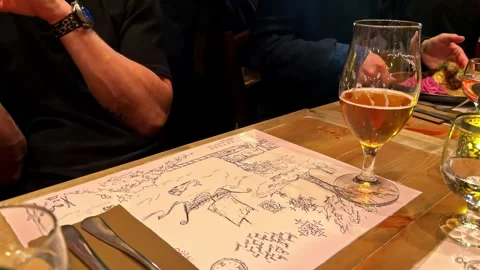 Restaurant Table With Drinks and Meal in Aurland, Norway Stock Footage 340370930