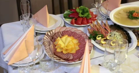 Restaurant. Table. Food. Video stock 51447830