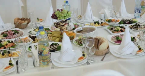 Restaurant. Table. Food. Stock Footage 51448167