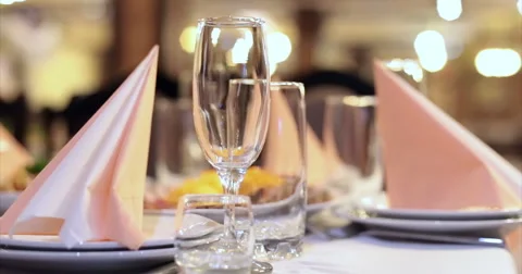 Restaurant. Table. Glasses. Stock Footage 51447992