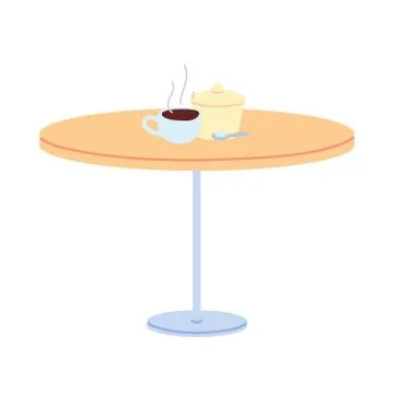 Restaurant table with hot coffee on white background Illustrazione stock