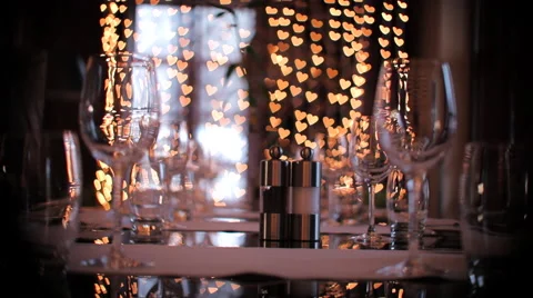 Restaurant Table Laid for Dinner Stock Footage 50362735