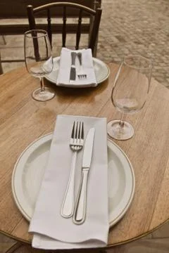 Restaurant table for lunch Stock Photos