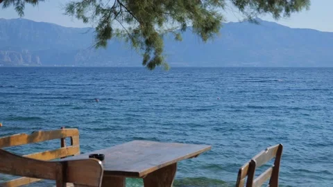 Restaurant table by the sea Stock-Footage 137622614