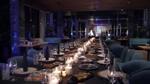 The restaurant table is set for a celebration Video stock 172388875