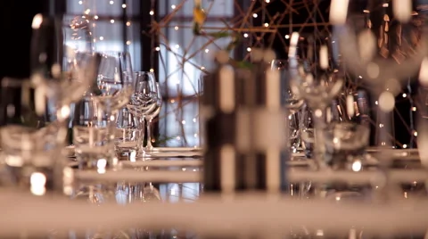 Restaurant Table Set with Glassware Stock Footage 50362690