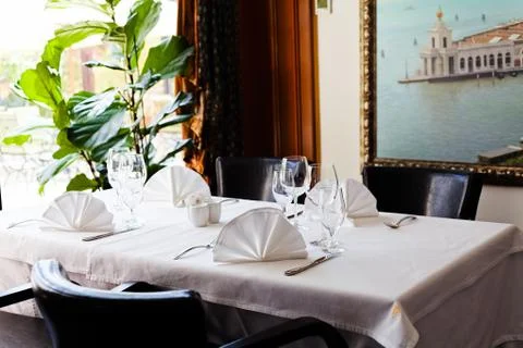 Restaurant table set Stock Photos