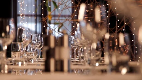 Restaurant table set ready for dinner party Stock-Footage 75243066