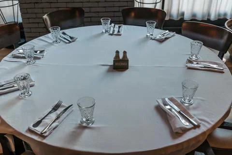 Restaurant Table Setting Before Dinner Stock Photos