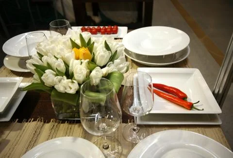 Restaurant table setting Stock Photos