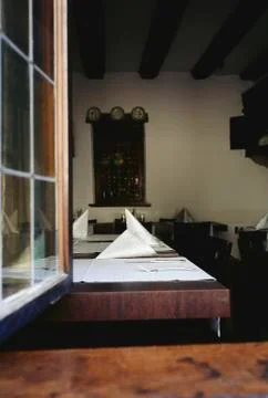 Restaurant table from the window 스톡 사진