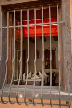 Restaurant table from the window 스톡 사진